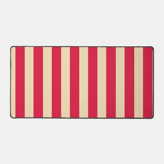 Crimson Red & Beige Striped Desk Mat – Customize デスクマット (正面)