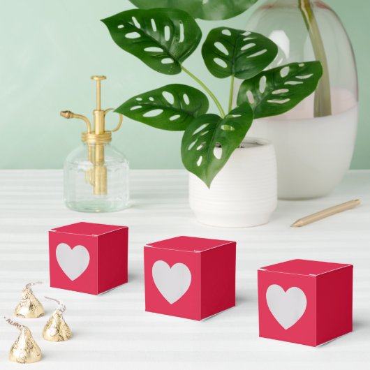 Crimson Red Favor Boxes – Heart 2x2x2 Style フェイバーボックス (複数)
