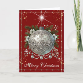 Crimson Red Vintage Christmas Ornament シーズンカード