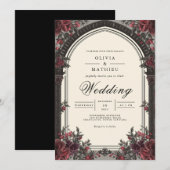 Crimson Rose Archway Wedding 招待状 (正面/裏面)