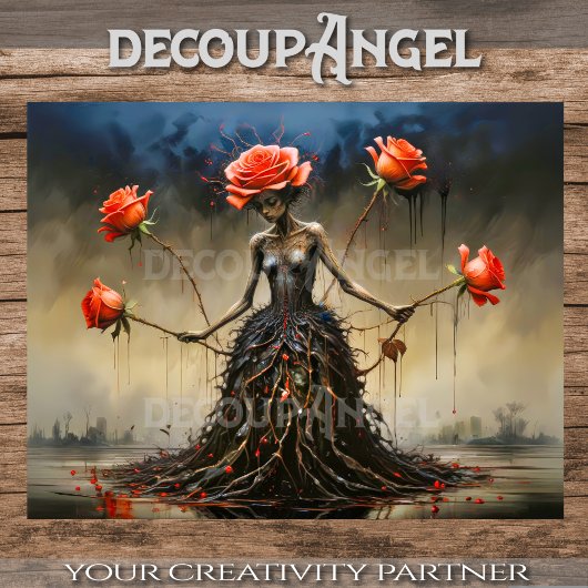 Crimson Roses Rising Decoupage 薄葉紙