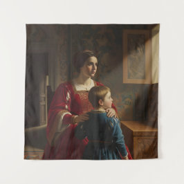 Crimson & Sapphire Whispers: Victorian Mother and  タペストリー