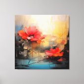 Crimson Silence – Abstract Poppies in Urban Light キャンバスプリント (正面)
