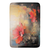 Crimson Silence – Abstract Poppies in Urban Light バスマット (正面縦)