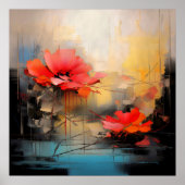 Crimson Silence – Abstract Poppies in Urban Light ポスター (正面)