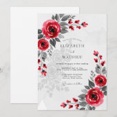 Crimson Sophisticated Winter Wedding 招待状 (正面/裏面)