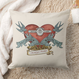 Crimson Submarine Gold Dolphin Throw Pillow クッション