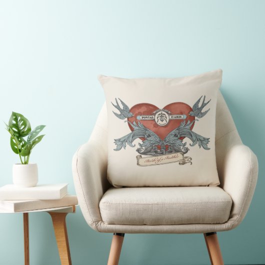 Crimson Submarine Silver Dolphin Throw Pillow クッション (椅子)