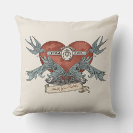 Crimson Submarine Silver Dolphin Throw Pillow クッション