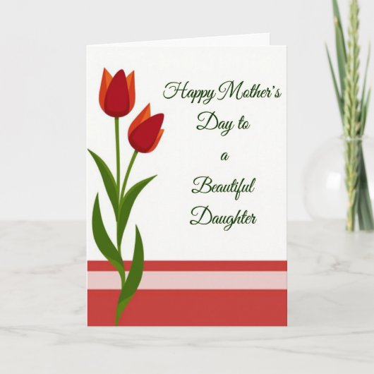 Crimson Tulip Moms Day Card カード (正面)