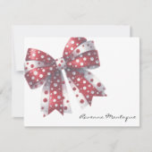 Crimson White Elegant Big Bow Thank You Note Card ノートカード (正面)