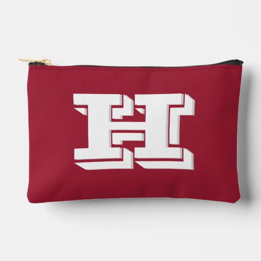 Crimson White School Varsity Letter Block Monogram アクセサリーポーチ (正面)