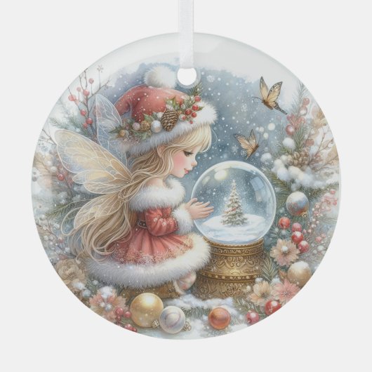 Crimson Wonder in Winter’s Glow ガラスオーナメント (正面)