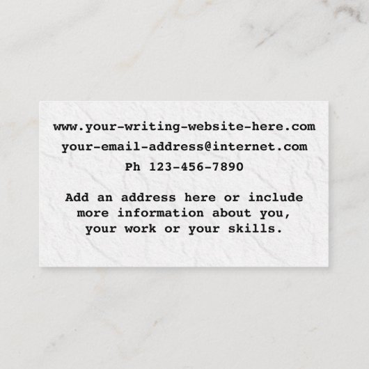 Crinkled作家上のライターレトロタイプライター紙 名刺 (裏面)