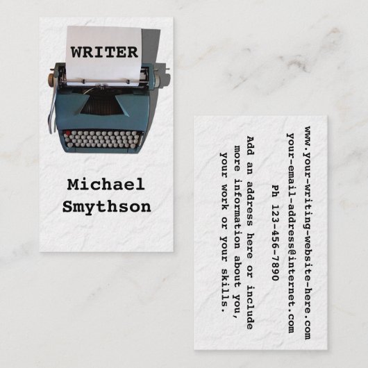 Crinkled作家上のライターレトロタイプライター紙 名刺 (正面/裏面)