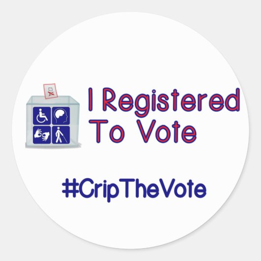 #CripTheVote I REGISTEREDステッカー(丸)小 ラウンドシール (正面)