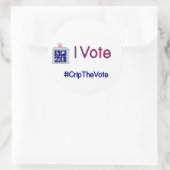 #CripTheVote I VOTEスタンプ（丸）の大きい ラウンドシール (バッグ)