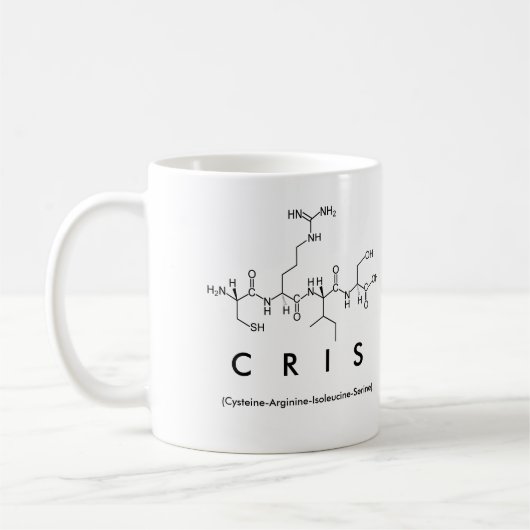 Crisペプチド名mug コーヒーマグカップ (左)