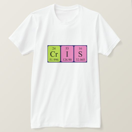 Cris期別テーブル名のシャツ Tシャツ (デザイン正面)