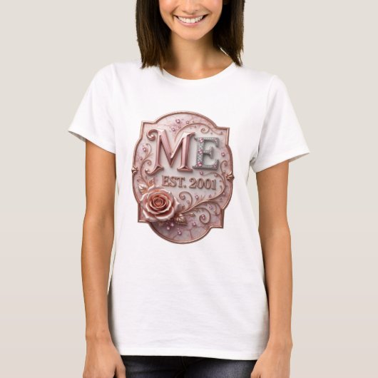 Crisp Silver ME EST 2001 プリント Tシャツ (正面)