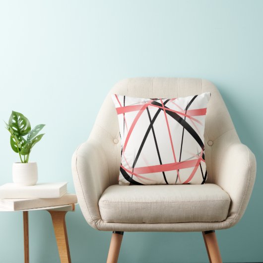 Crissは白の珊瑚および黒のストライプを交差させました クッション (椅子)