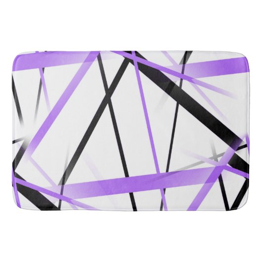 Crissは白の薄紫そして黒のストライプを交差させました バスマット (正面)