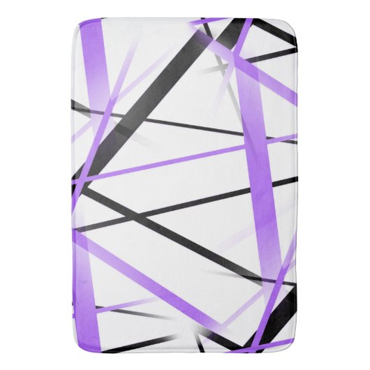 Crissは白の薄紫そして黒のストライプを交差させました バスマット (正面縦)