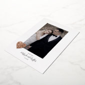 Crisscrossバラ金ゴールド結婚ハートの写真ありがとう 箔招待状 (回転した状態)