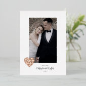 Crisscrossバラ金ゴールド結婚ハートの写真ありがとう 箔招待状 (立ち正面)