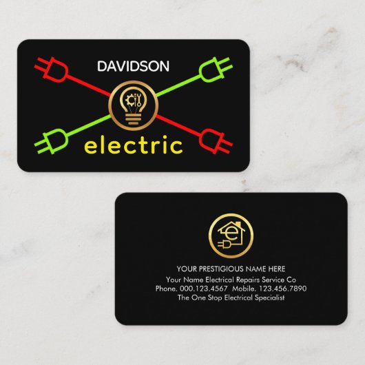 Crisscross Power Plugs Electrician Service 名刺 (正面/裏面)