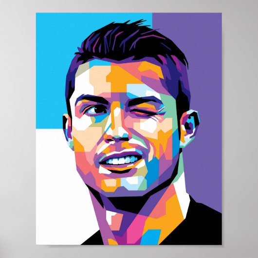 Cristiano Ronaldo in WPAP Style Wall Art Poster ポスター (正面)