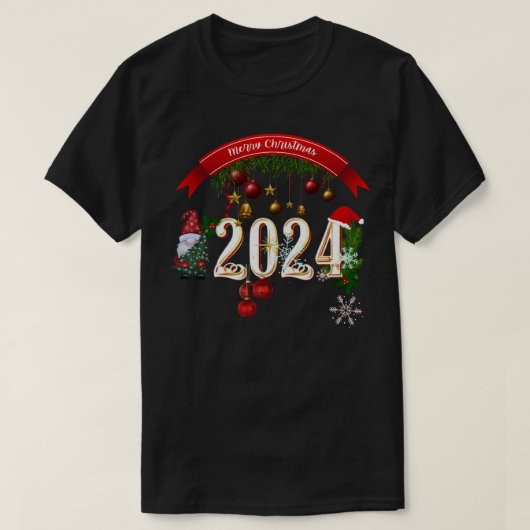 Cristmas 2024,ハッピーニューイヤークラシックシールT-Sh Tシャツ (デザイン正面)