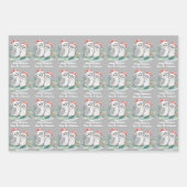 Cristmas Owl Wrapping Paper Flat Sheet Set of 3 ラッピングペーパーシート (正面2)