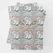 Cristmas Owl Wrapping Paper Flat Sheet Set of 3 ラッピングペーパーシート (インサイチュ)