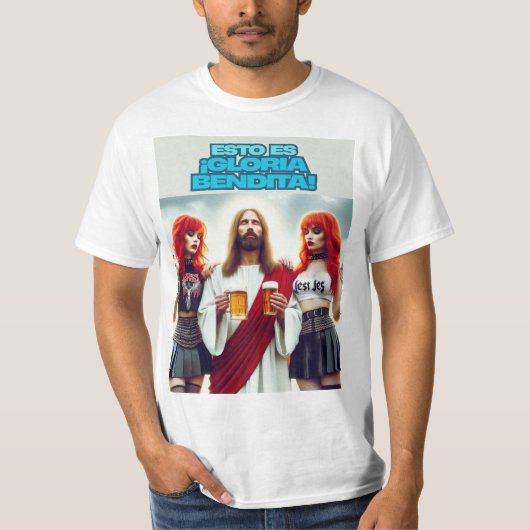 Cristo disfrutando con amigas metaleras tシャツ (正面)