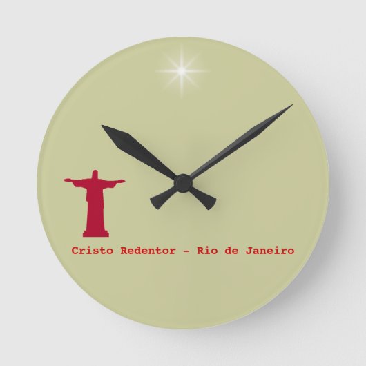 Cristo Redentorの~リオデジャネイロ。 ブラジル ラウンド壁時計 (正面)