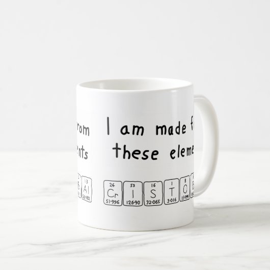 Cristobalの周期表の名前のマグ コーヒーマグカップ (正面右)