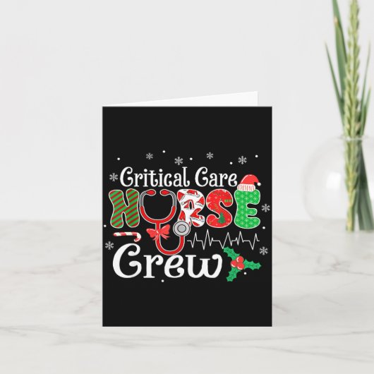 Critical Care Nurse Crew Stethoscope Santa Hat Chr カード (正面)