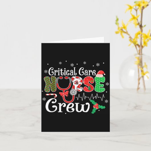 Critical Care Nurse Crew Stethoscope Santa Hat Chr カード (黄色い花)