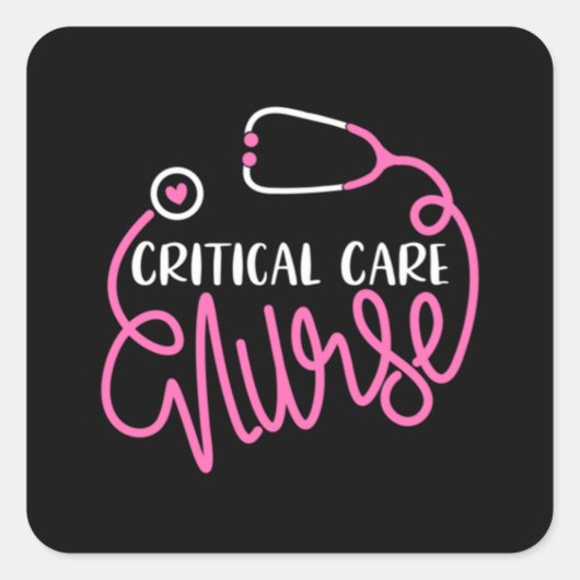Critical Care Nurse Logo RN Critical Care Nursing スクエアシール (正面)
