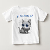Critical Cat Judging You Blue Text ベビーTシャツ (正面)