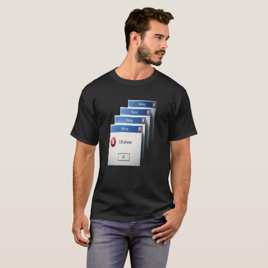 Critical Error — Retro Windows Warning Boxes Graph Tシャツ (正面フル)