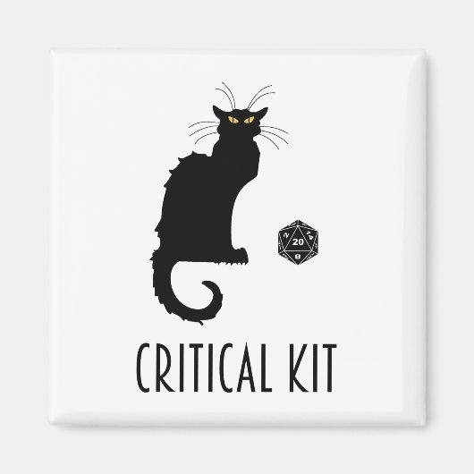 Critical Kit おもしろい Cat D20 RPGテーブルトップゲーム マグネット (正面)