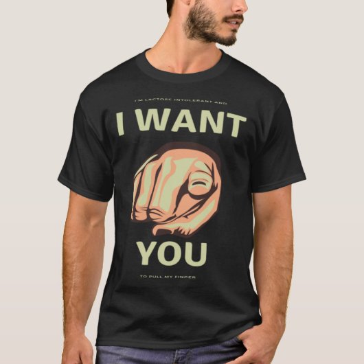 CritterDesignsラクトース不耐性私の指を引く Tシャツ (正面)