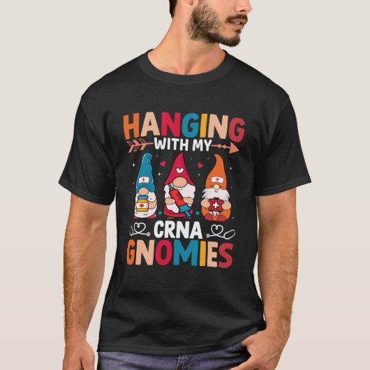CRNとCRNAナースぶら下がった病院麻酔 Tシャツ (正面)