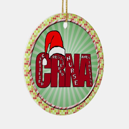 CRNAによって証明される公認看護師の麻酔士サンタ セラミックオーナメント (右)