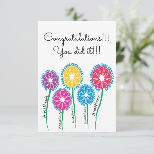 CRNAナース麻酔医おめでとう サンキューカード (スタンド正面)