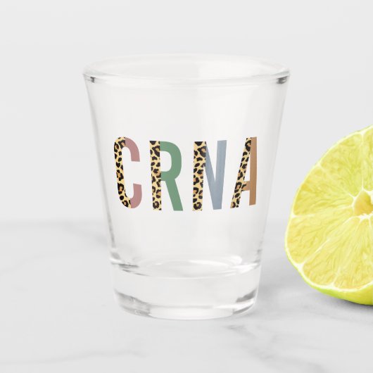 CRNAナース麻酔科チータヒョウ柄 ショットグラス (正面)