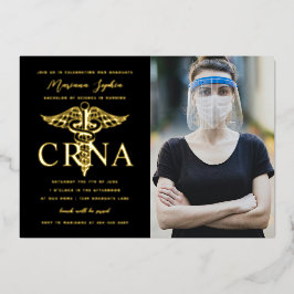 CRNA看護卒業写真金ゴールド 箔招待状