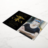 CRNA看護卒業写真金ゴールド 箔招待状 (回転した状態)